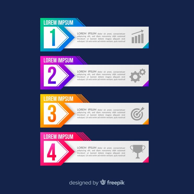 Pack de pasos de infografía coloridos