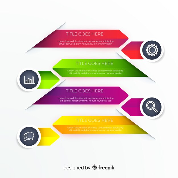 Pack de pasos de infografía diseño plano