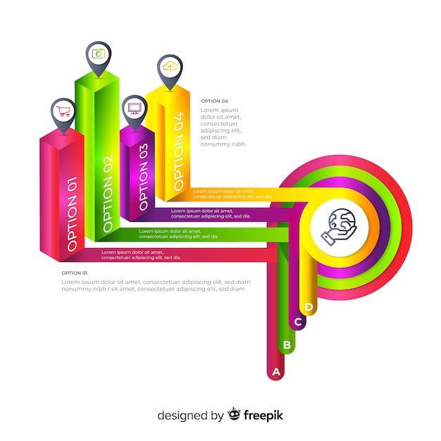 Pack de pasos de infografía diseño plano