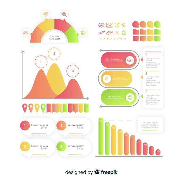 Pack de pasos de infografía diseño plano