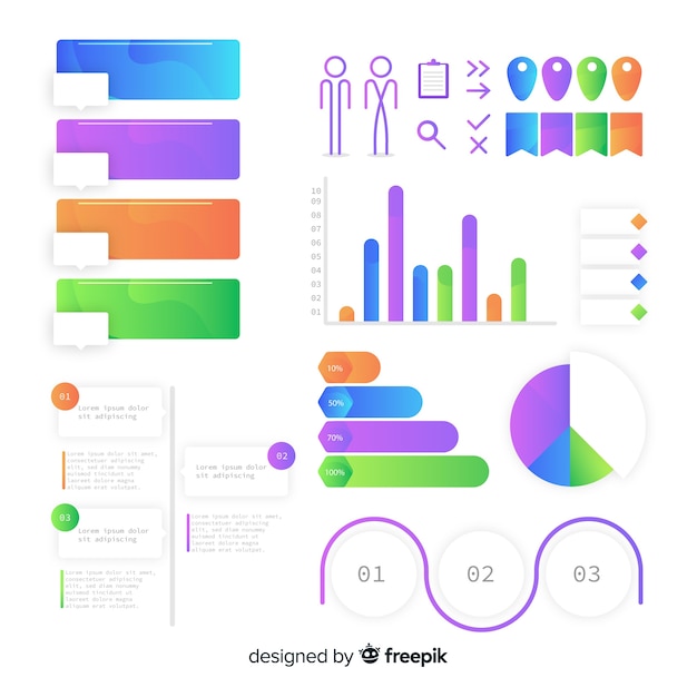 Pack de pasos de infografía diseño plano