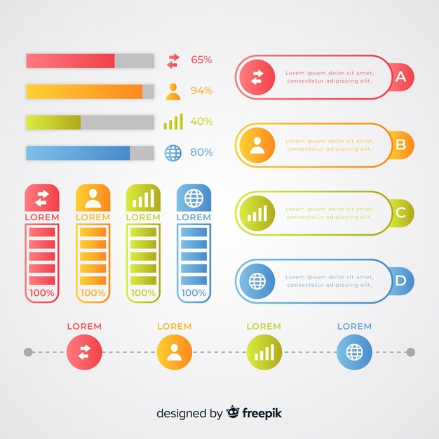 Pack de pasos de infografía diseño plano