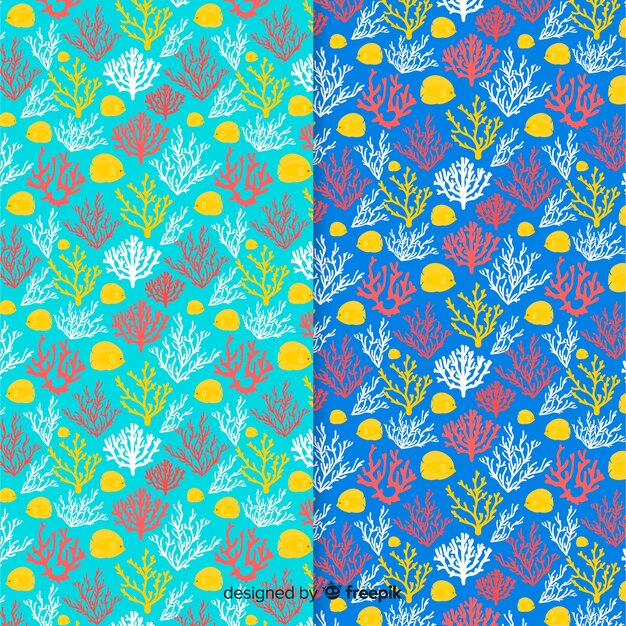 Pack patrones coral coloridos planos