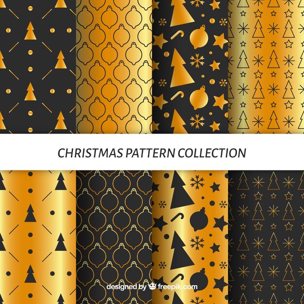 Pack de patrones dorados de navidad