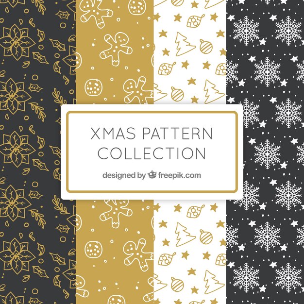 Pack de patrones elegantes con dibujos de navidad