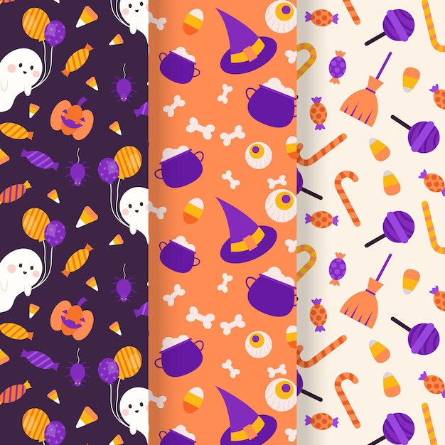 Vector gratuito pack de patrones de halloween