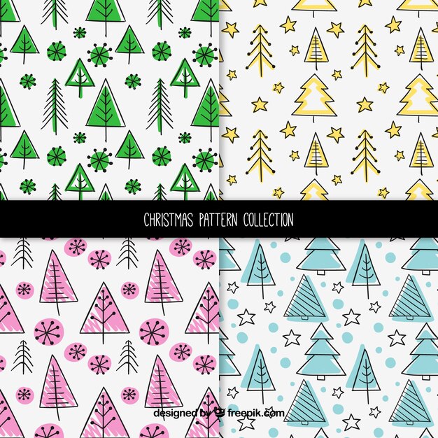 Pack de patrones de navidad con árboles
