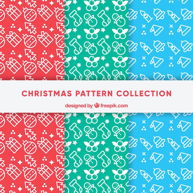 Vector gratuito pack de patrones de navidad con dibujos