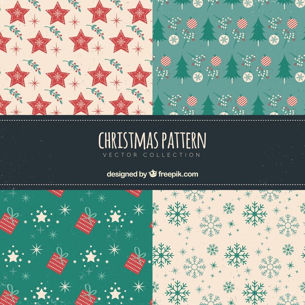 Pack de patrones navideños retro 