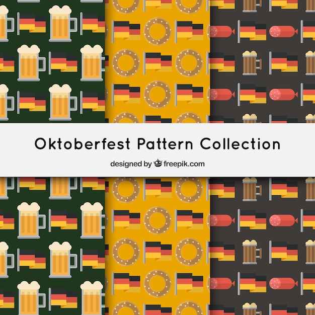 Pack de patrones oktoberfest en diseño plano