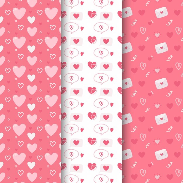 Pack de patrones planos de san valentín