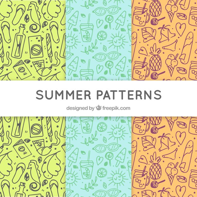 Pack de patrones de verano con dibujos