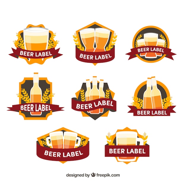 Vector gratuito pack de pegatinas de cerveza con cintas decorativas