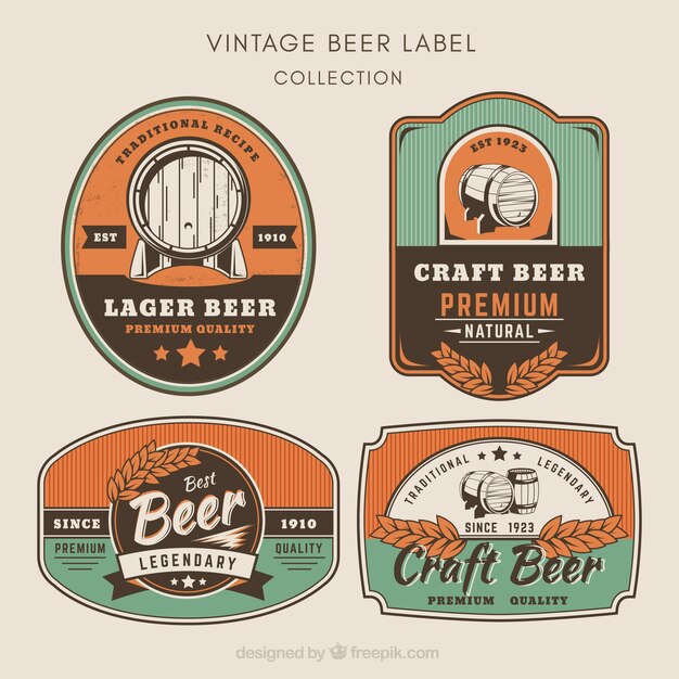 Pack de pegatinas de cerveza en estilo vintage
