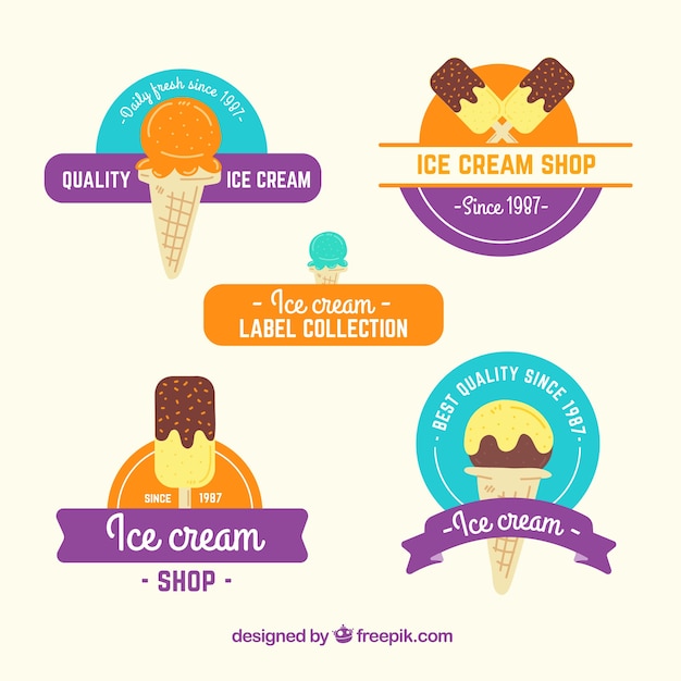 Vector gratuito pack de pegatinas de  colores de helados