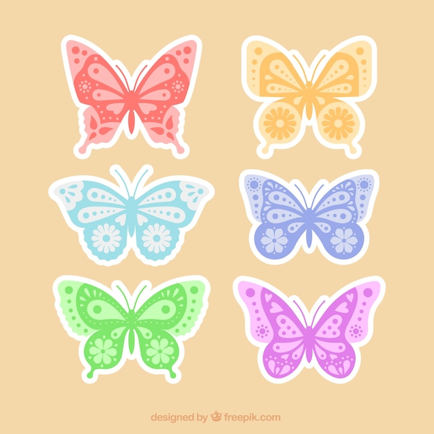 Vector gratuito pack de pegatinas decorativas de mariposas