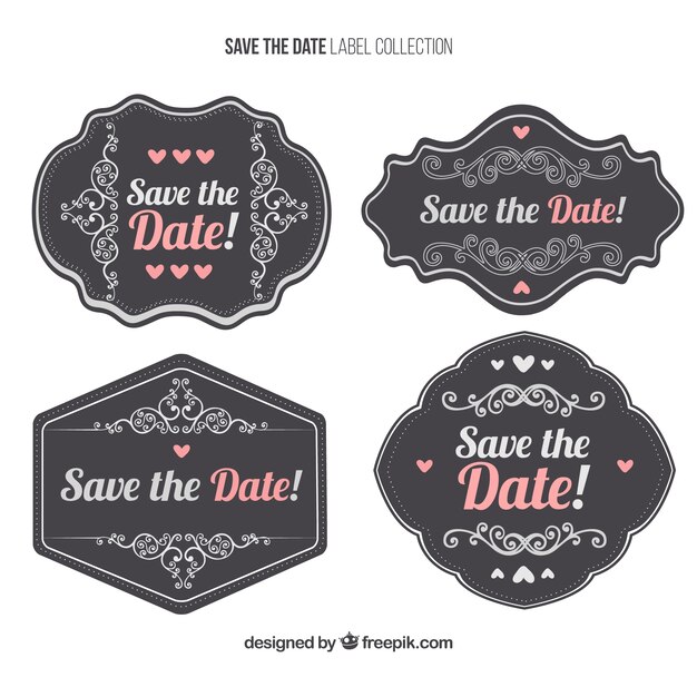 Pack de pegatinas decorativas vintage de boda 