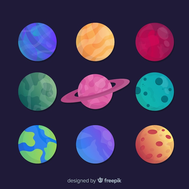 Vector gratuito pack de pegatinas de diferentes planetas