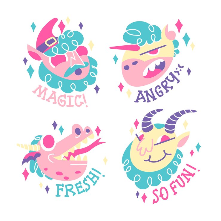 Vector gratuito pack de pegatinas divertidas dibujadas a mano