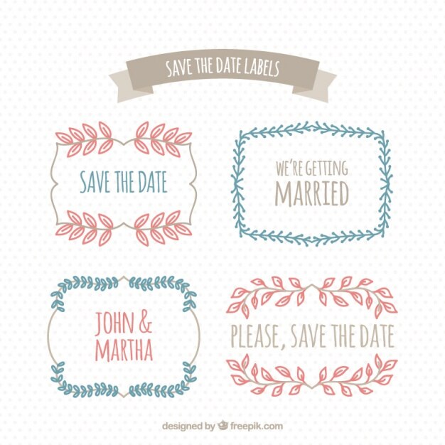Pack de pegatinas florales de boda en estilo vintage