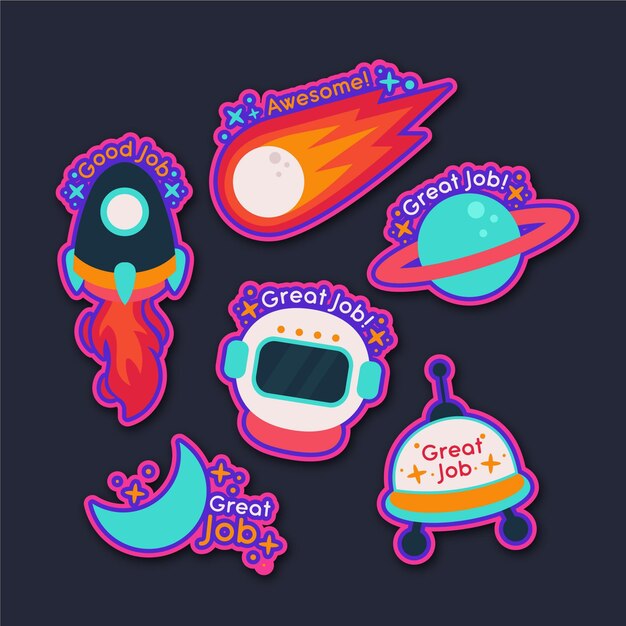 Pack de pegatinas de gran trabajo motivacionales planas orgánicas