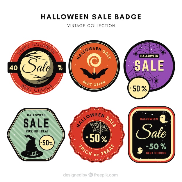 Vector gratuito pack de pegatinas de halloween en estilo vintage