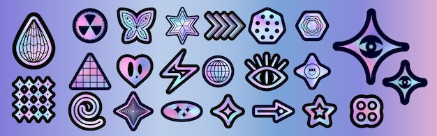 Pack de pegatinas holográficas para el Y2K