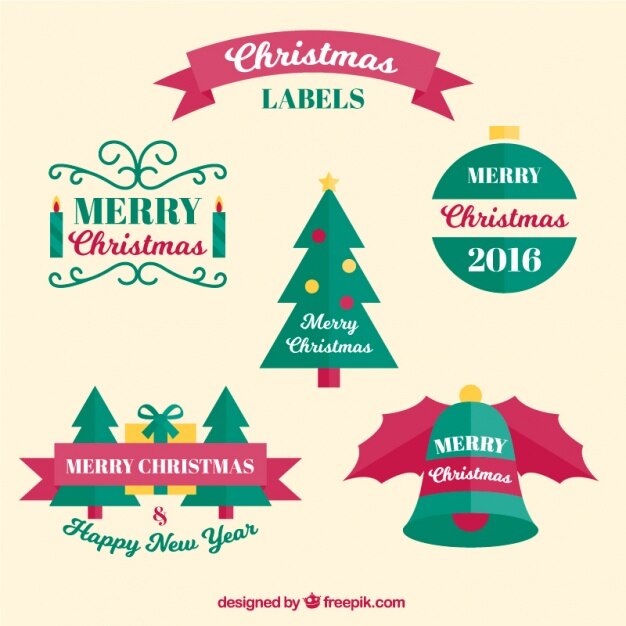 Pack de pegatinas de navidad en diseño plano 