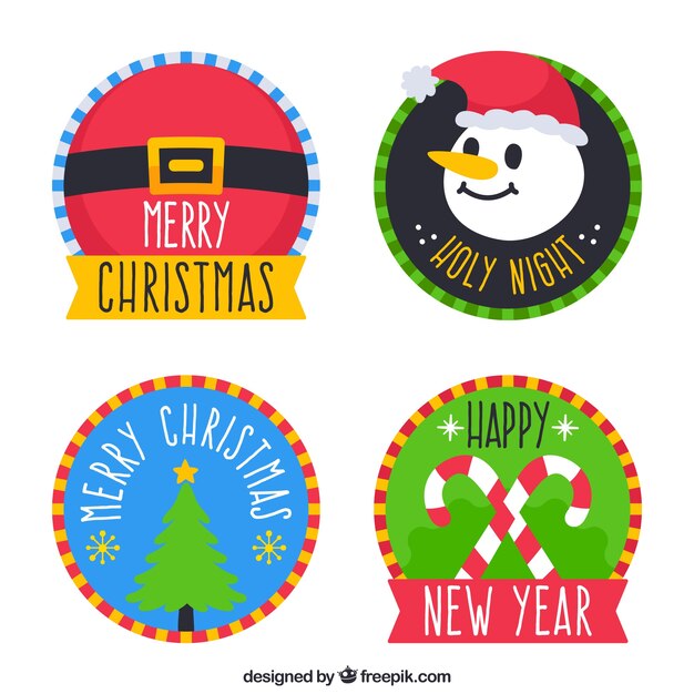 Pack de pegatinas navideñas en diseño plano 