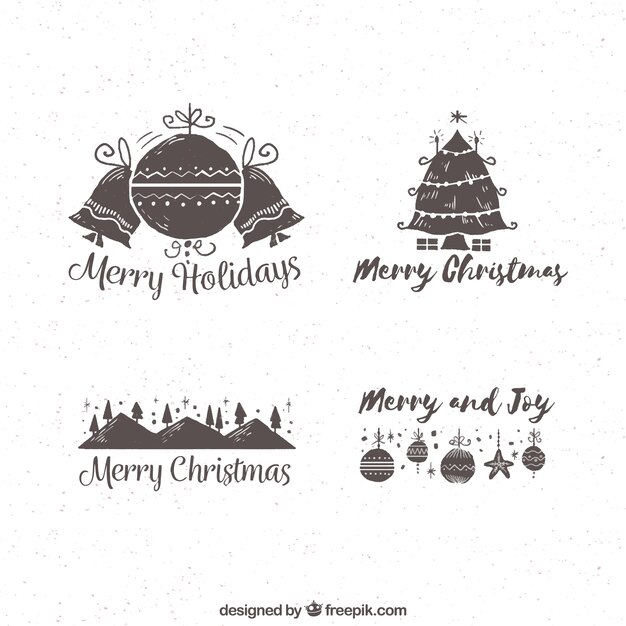 Pack de pegatinas navideñas vintage dibujadas a mano