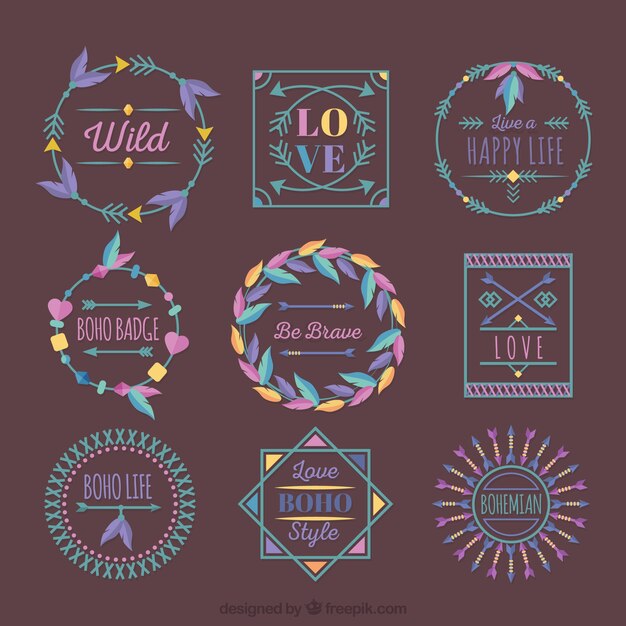 Pack de pegatinas ornamentales boho 