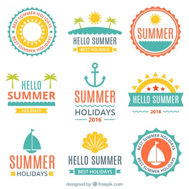 Pack de pegatinas planas de verano y navegación