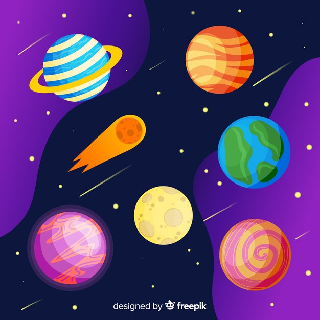 Pack de pegatinas de planetas dibujados a mano