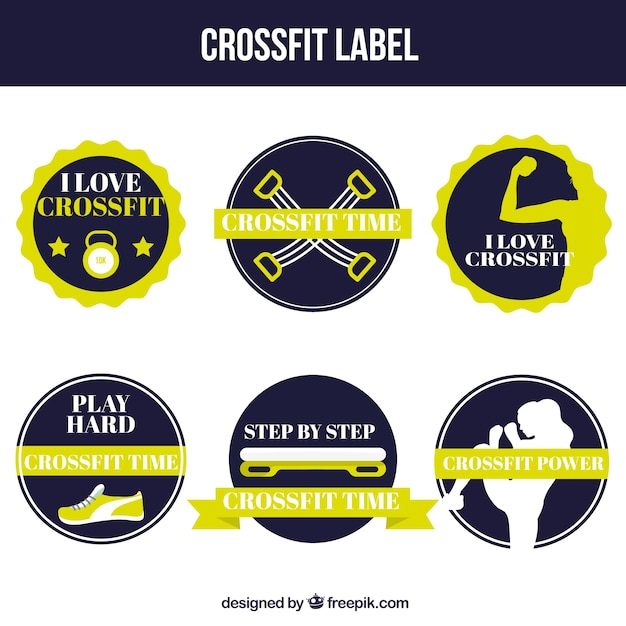 Vector gratuito pack de pegatinas redondas de crossfit