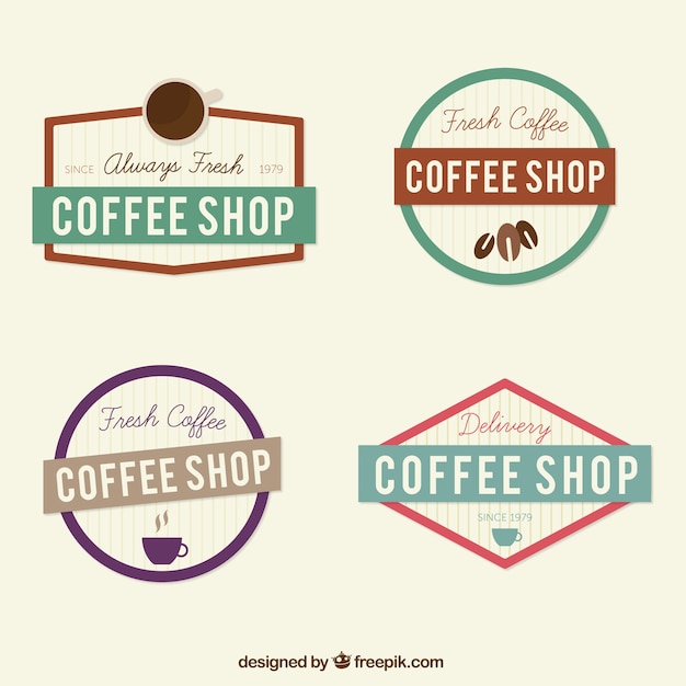 Vector gratuito pack de pegatinas retro de cafetería