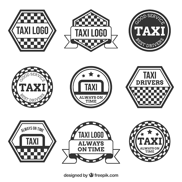 Vector gratuito pack de pegatinas retro de taxi