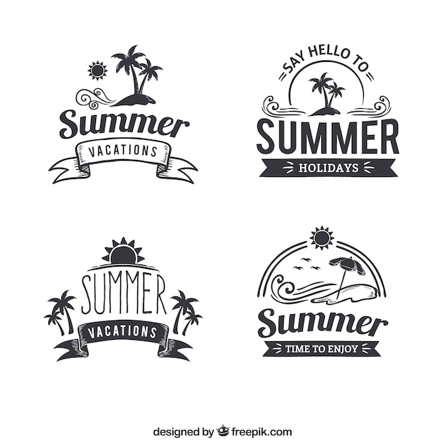 Vector gratuito pack de pegatinas de verano en estilo retro