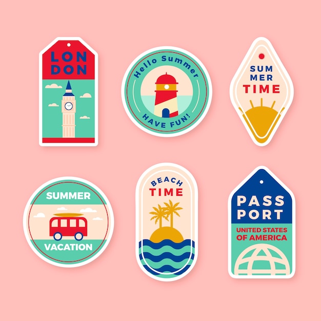Pack de pegatinas de viaje en estilo años 70