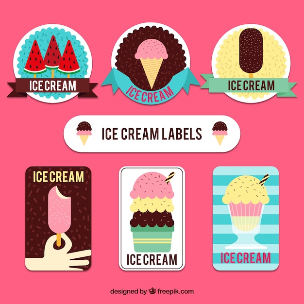 Vector gratuito pack de pegatinas vintage de helados