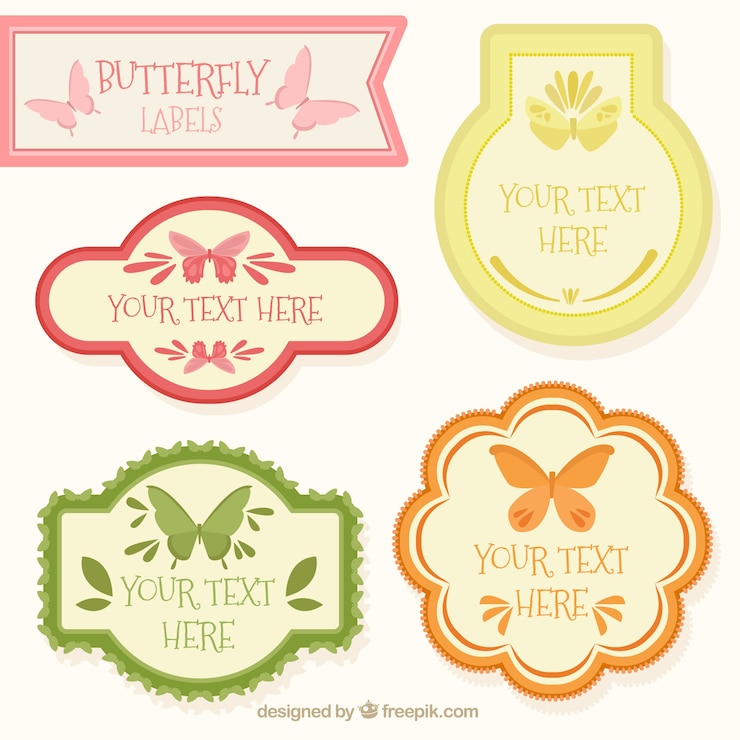 Vector gratuito pack de pegatinas vintage de mariposas