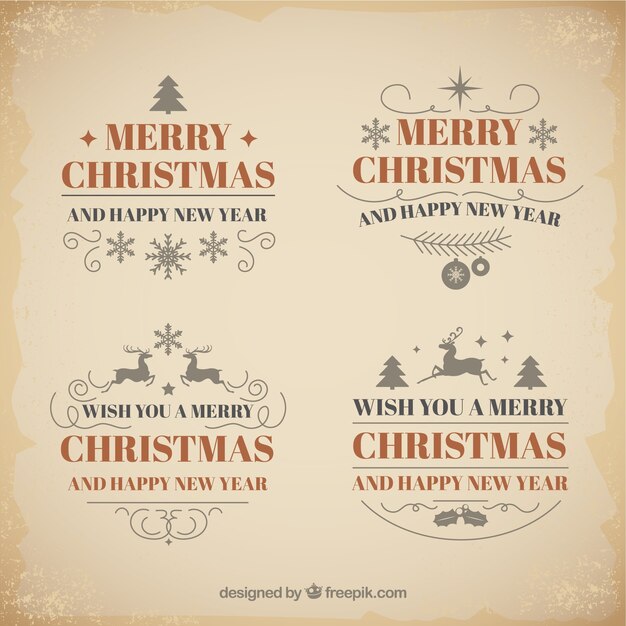 Pack de pegatinas vintage de navidad 