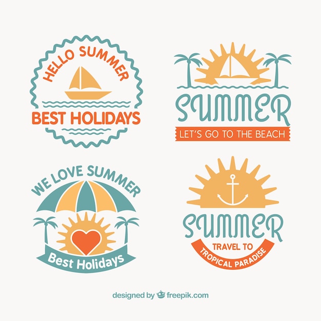 Vector gratuito pack de pegatinas vintage de verano