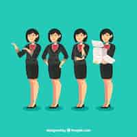 Vector gratuito pack de personaje de mujer de negocios expresiva