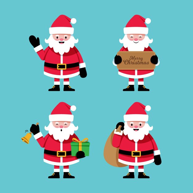Pack de personaje de santa claus dibujado