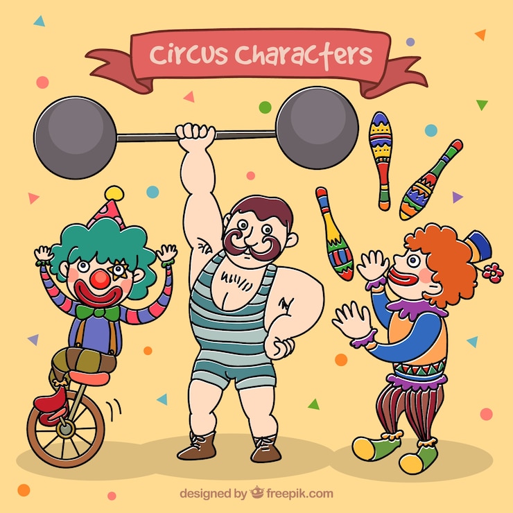 Vector gratuito pack de personajes de circo