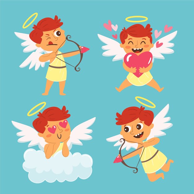 Pack de personajes de cupido dibujados a mano