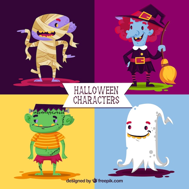 Pack de personajes de halloween adorables