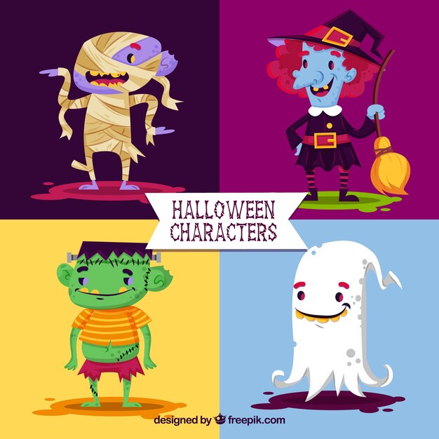 Pack de personajes de halloween adorables
