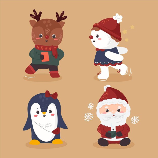 Pack de personajes navideños dibujados
