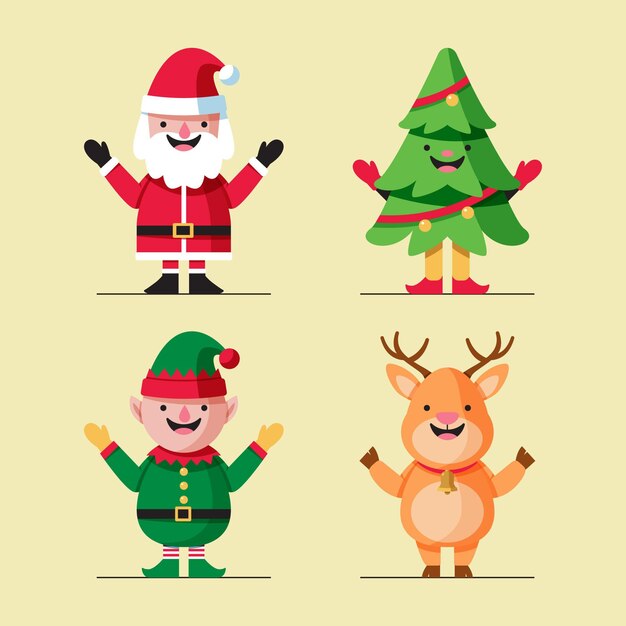 Pack de personajes navideños planos